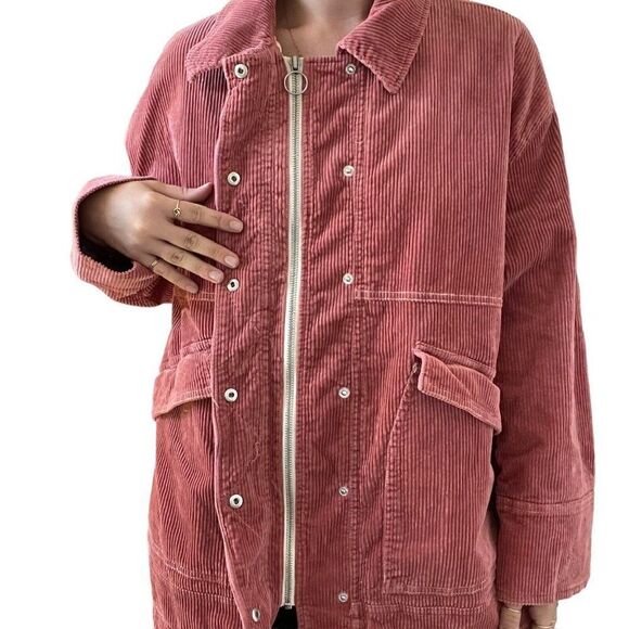 Free People We The Free Pink Corduroy Oversized Boxy Field Jacket Sz M - Picture 9 of 9